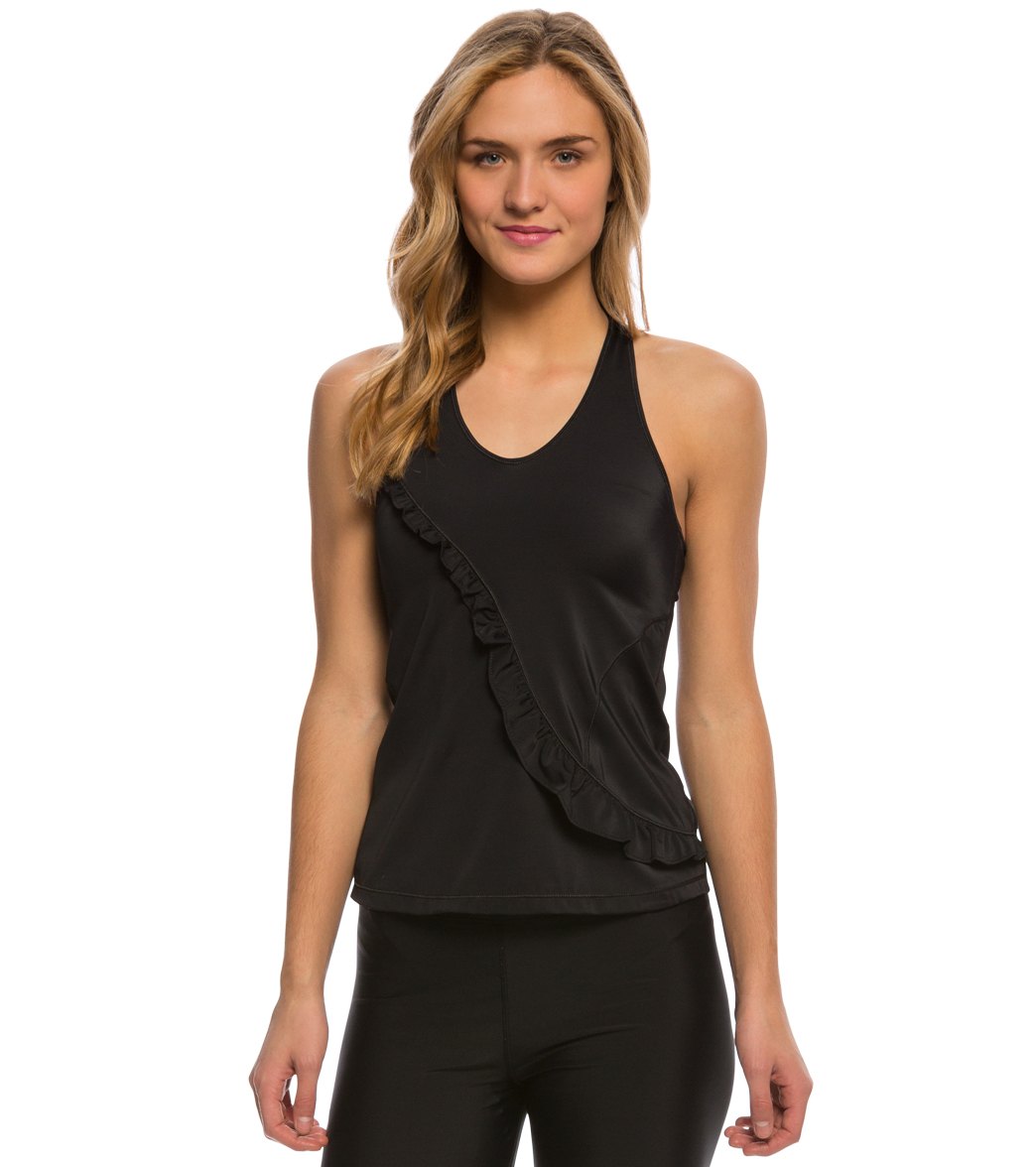 Desoto Women's Carrera Ruffle Full Top - Black Small - Swimoutlet.com