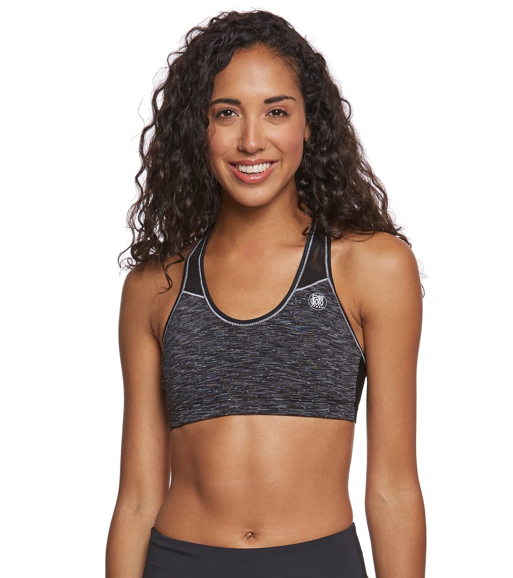 Desoto Women's Carrera Micro Sports Bra - Black Heather X-Small - Swimoutlet.com