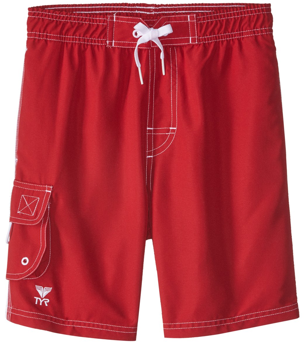 TYR Boys' Solid Challenger Swim Short Toddler/Little/Big Kid - Red Small 6/7 - Swimoutlet.com