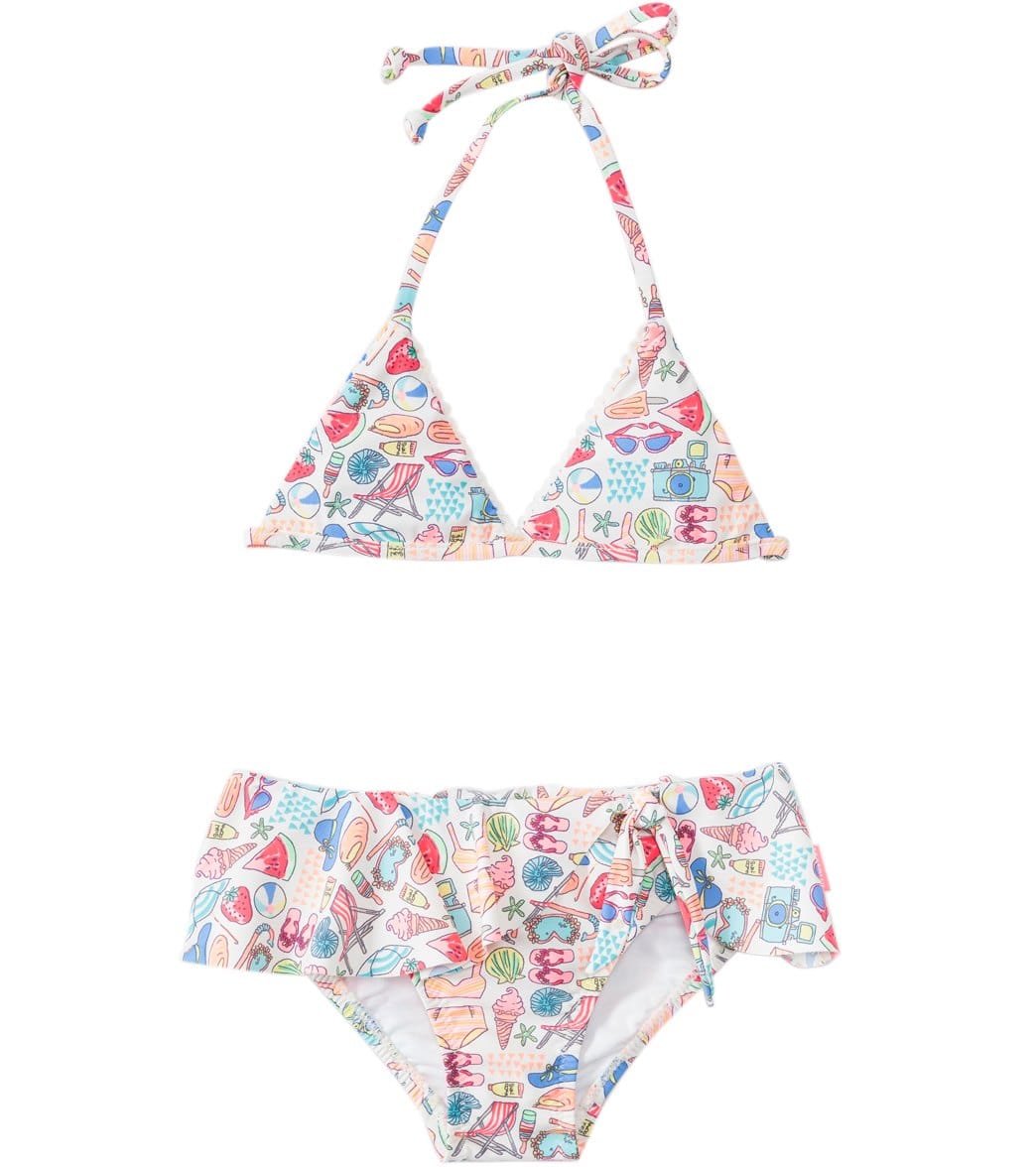 Seafolly Girls' Seaside Lane Bikini Set 1Yr-6Yrs - Multi 3T - Swimoutlet.com