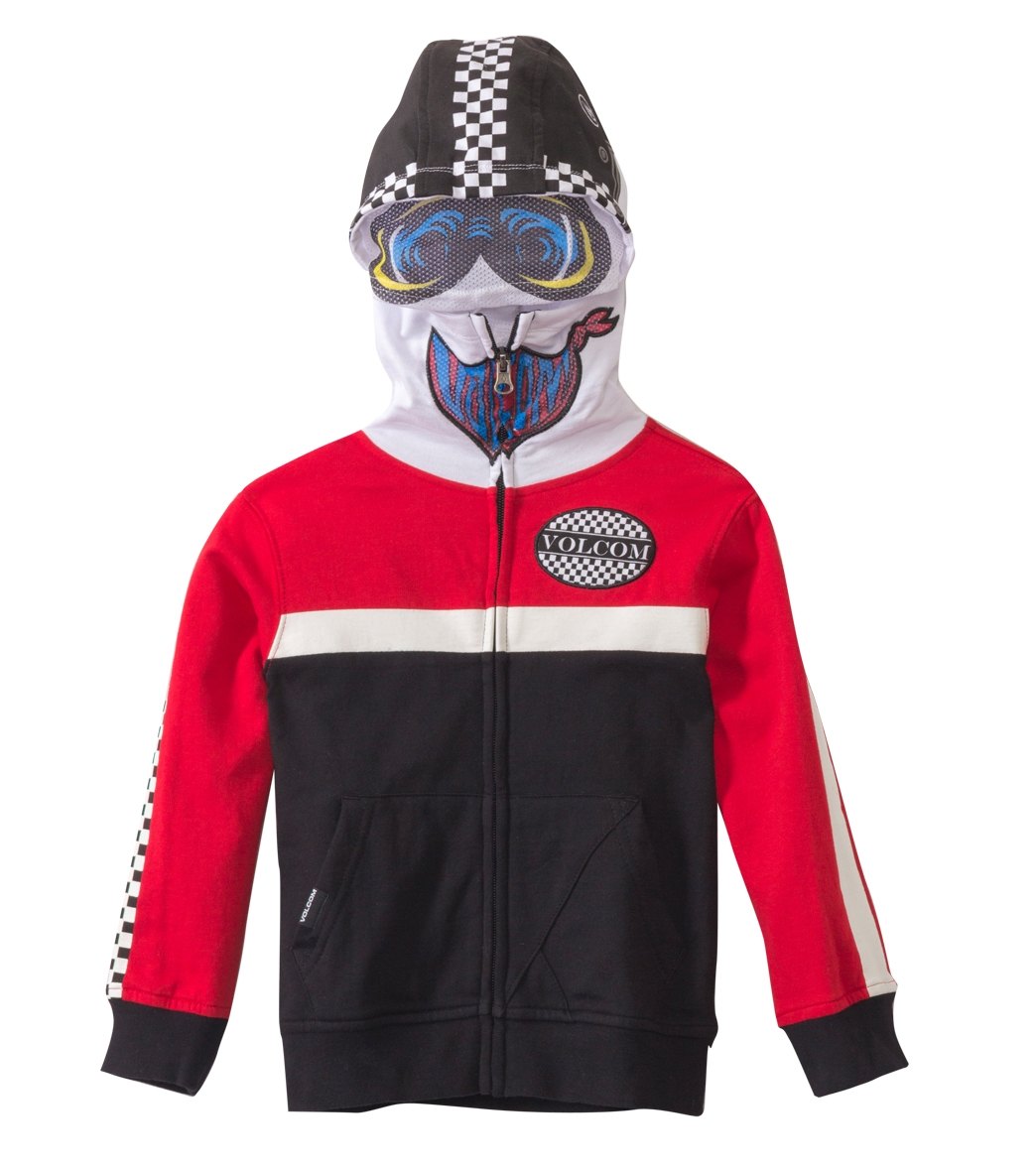 Volcom Boys' In The Race Long Sleeve Shirt Full Zip Hoodie 2T-4T - Black 3T Cotton/Polyester - Swimoutlet.com