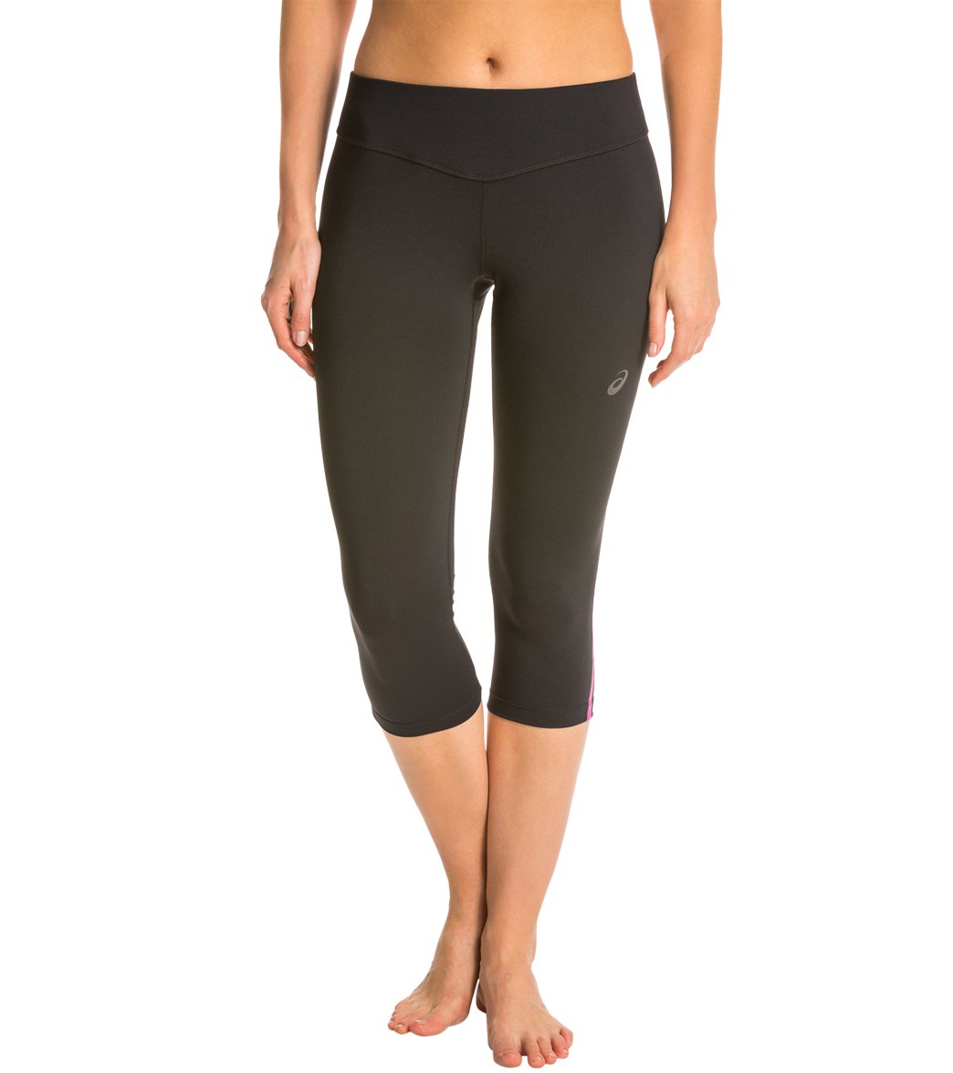 Asics Women's Lite-Show Knee Capri - Performance Black/Pink Glow Xl - Swimoutlet.com