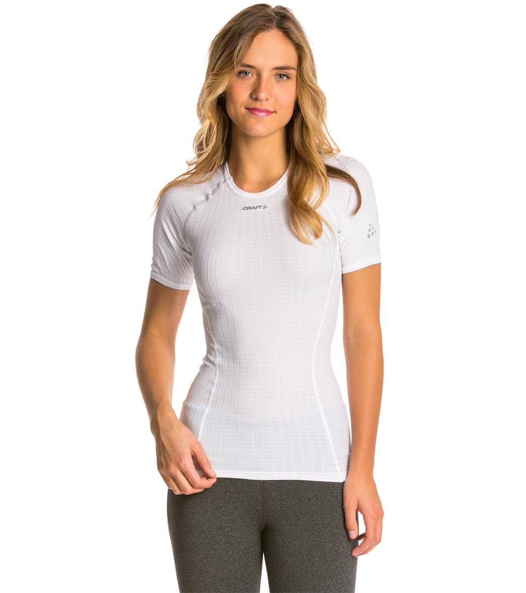 Craft Women's Active Extreme Cn Short Sleeve Baselayer - White/Silver X-Small Polyester - Swimoutlet.com