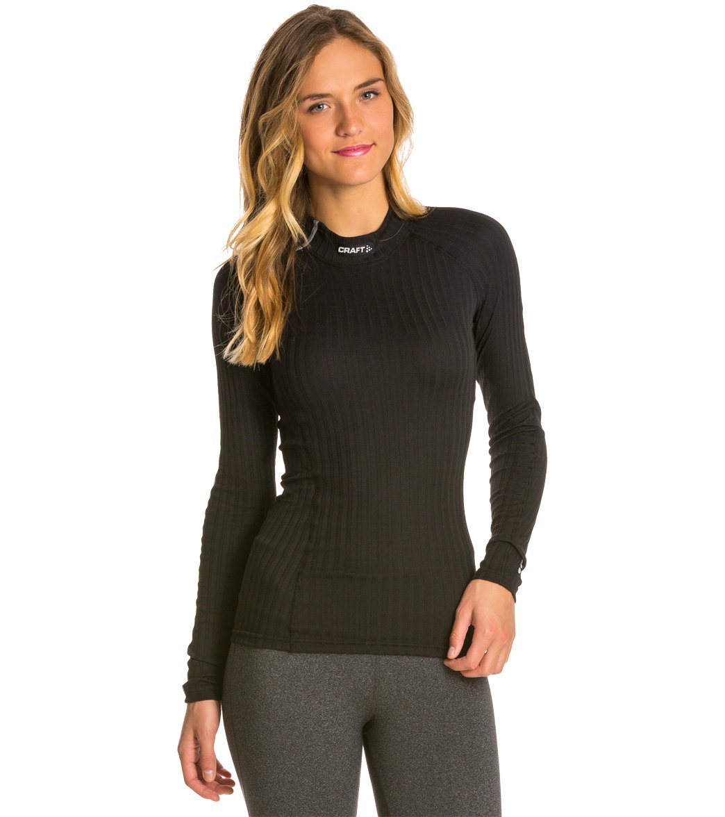 Craft Women's Active Extreme Cn Long Sleeve Baselayer - Black/Platinum X-Small Polyester - Swimoutlet.com