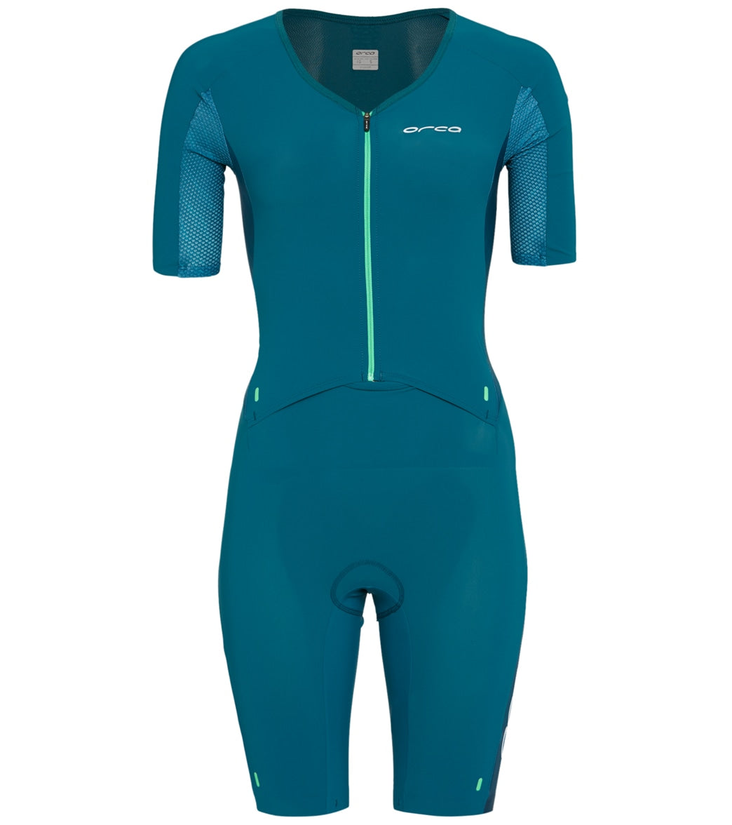 Orca Women's 226 Perform Aero Short Sleeve Race Suit - Green Medium Size Medium - Swimoutlet.com