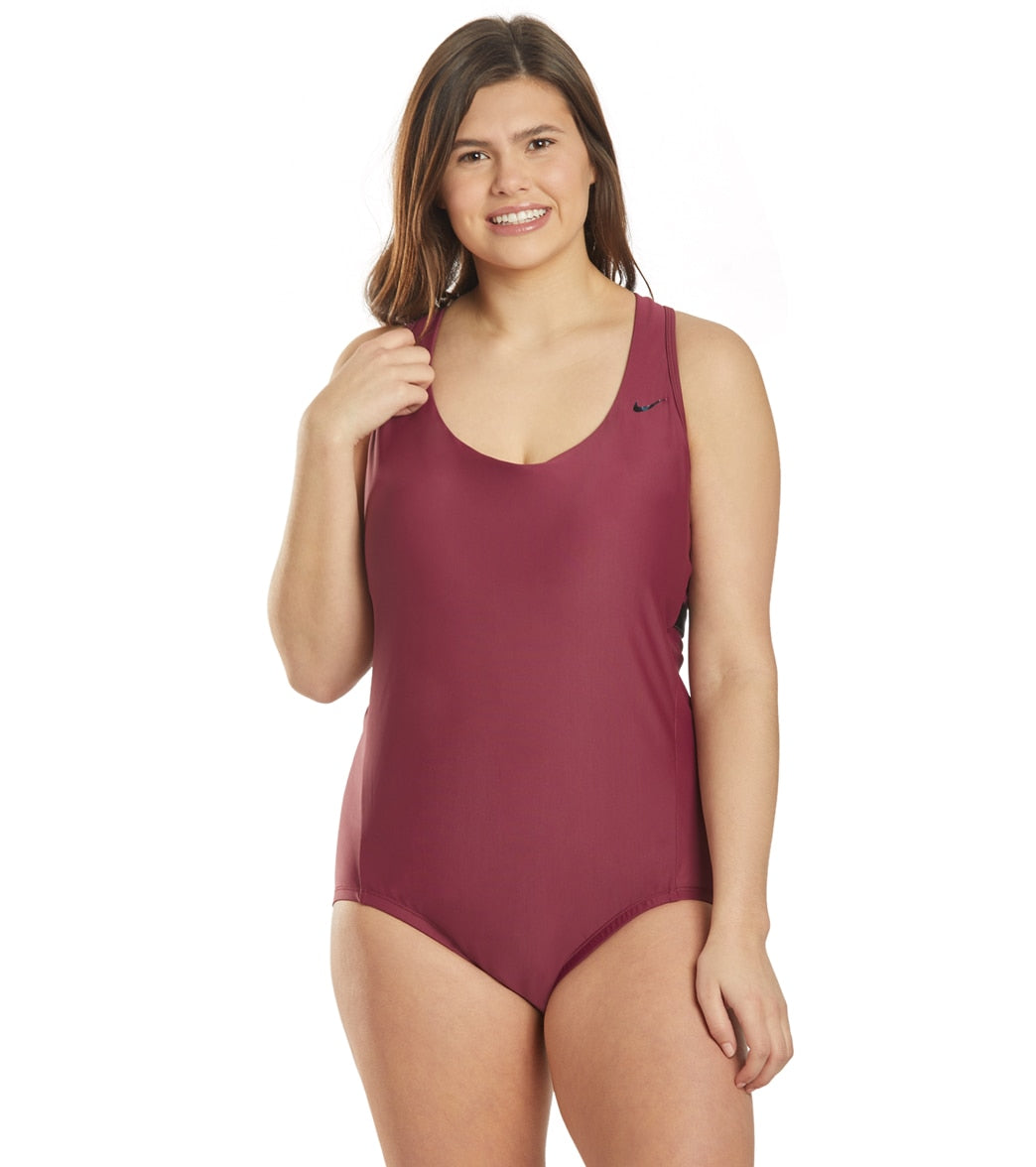 Nike Women's Plus Size Essential Cross Back One Piece Swimsuit - Villain Red 1X - Swimoutlet.com