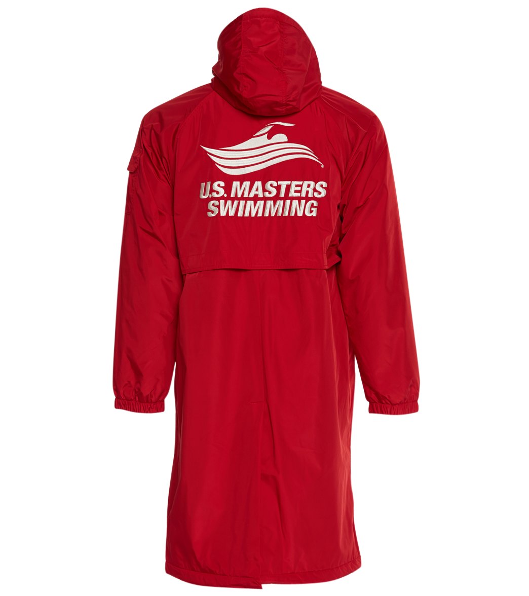 U.s. Masters Swimming Usms Comfort Fleece-Lined Swim Parka - Red Shell / White Logo X-Small Coat Polyester - Swimoutlet.com