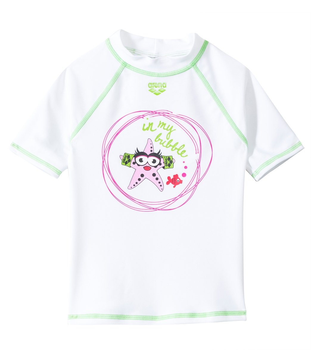 Arena Water Tribe Girls S/S Swim Shirt - White 3T Elastane/Polyamide - Swimoutlet.com