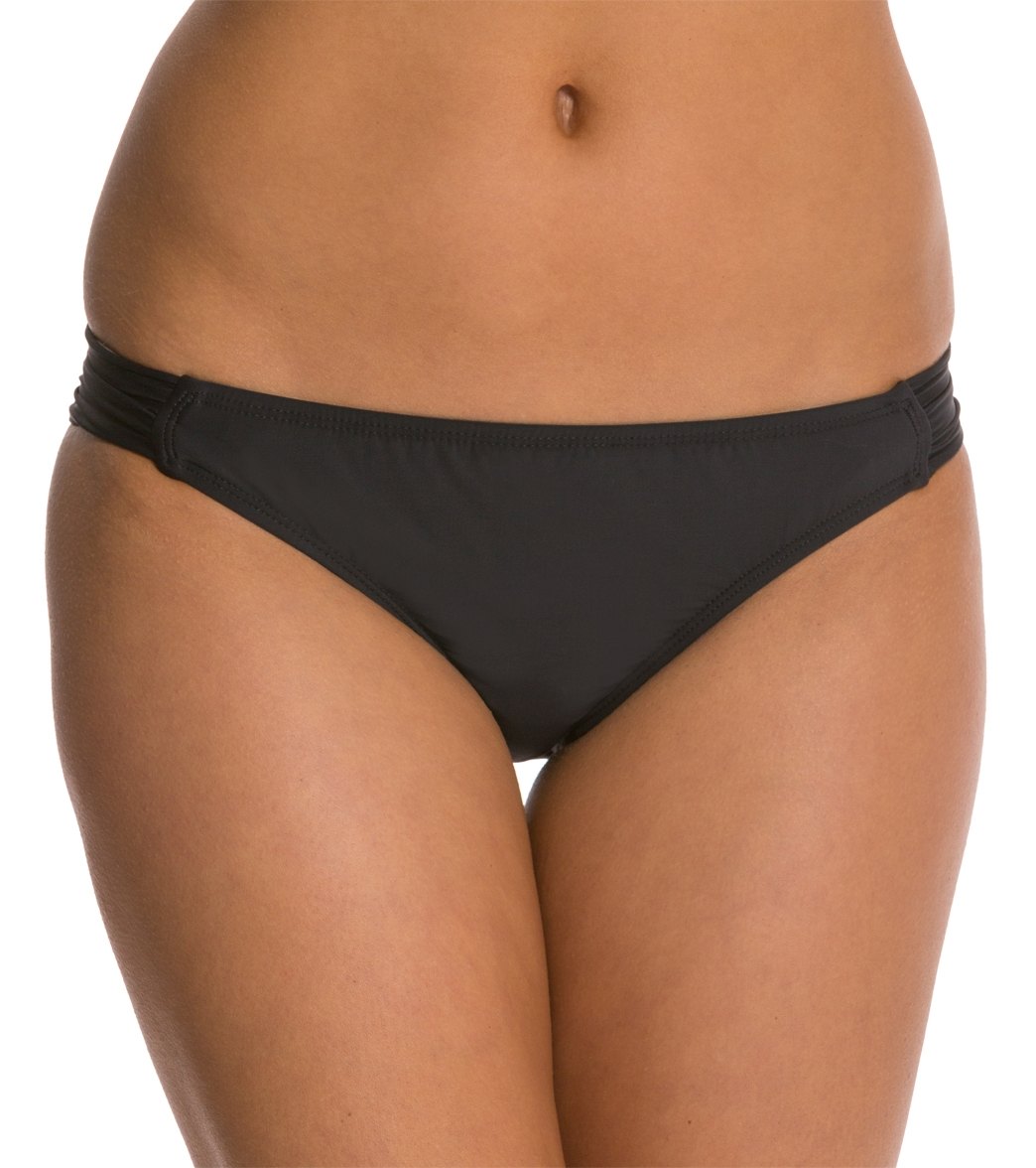 Athena Cabana Solids Tab Side Bikini Bottom - Black 12 - Swimoutlet.com