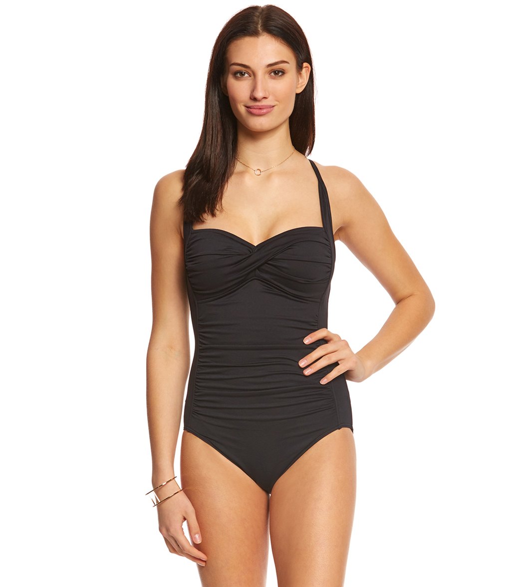 Seafolly Twist Halter Maillot One Piece Swimsuit - Black 4 - Swimoutlet.com