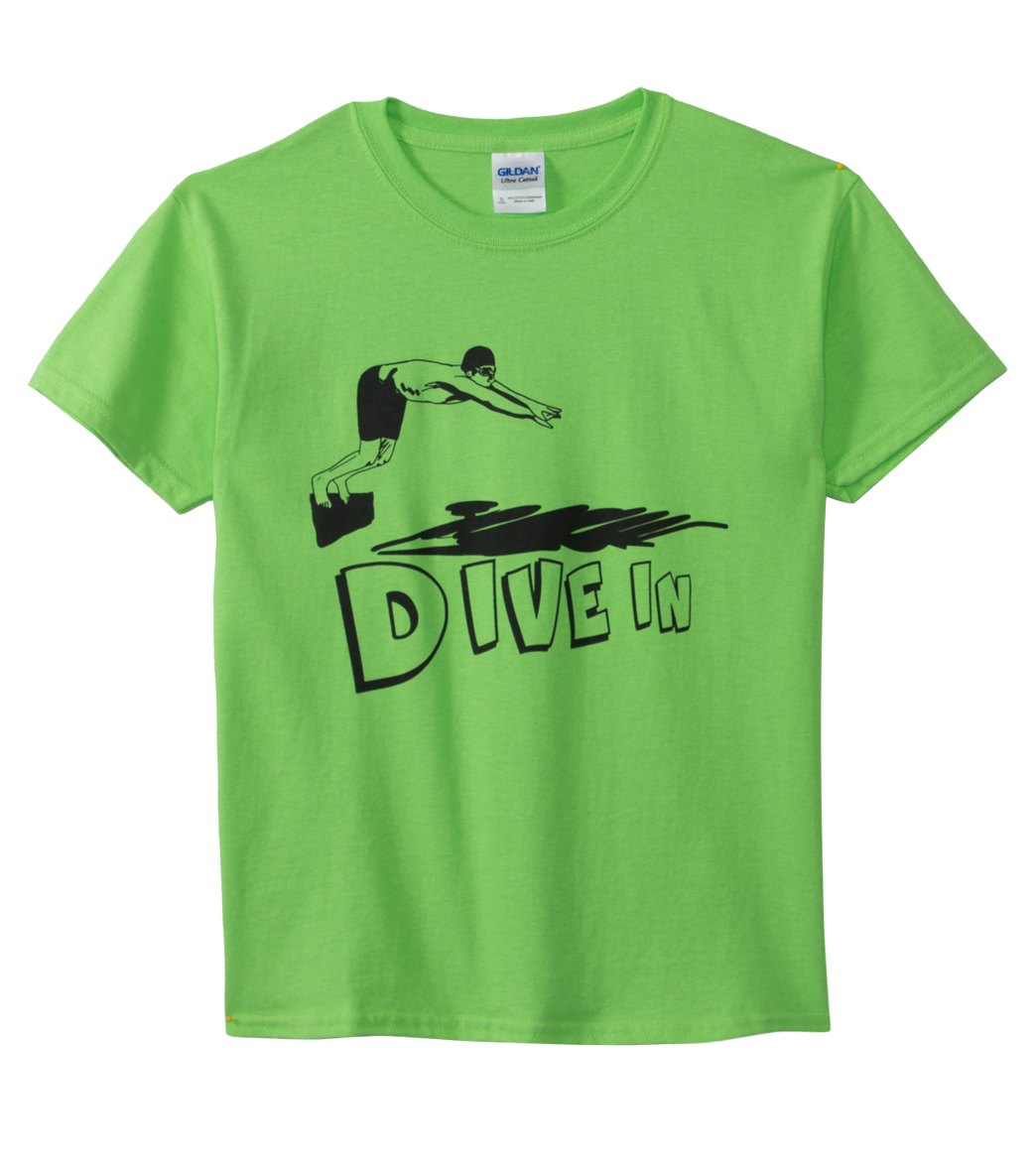 Ambro Manufacturing Dive In Girls' Tee Shirt - Green Youth Large Cotton - Swimoutlet.com