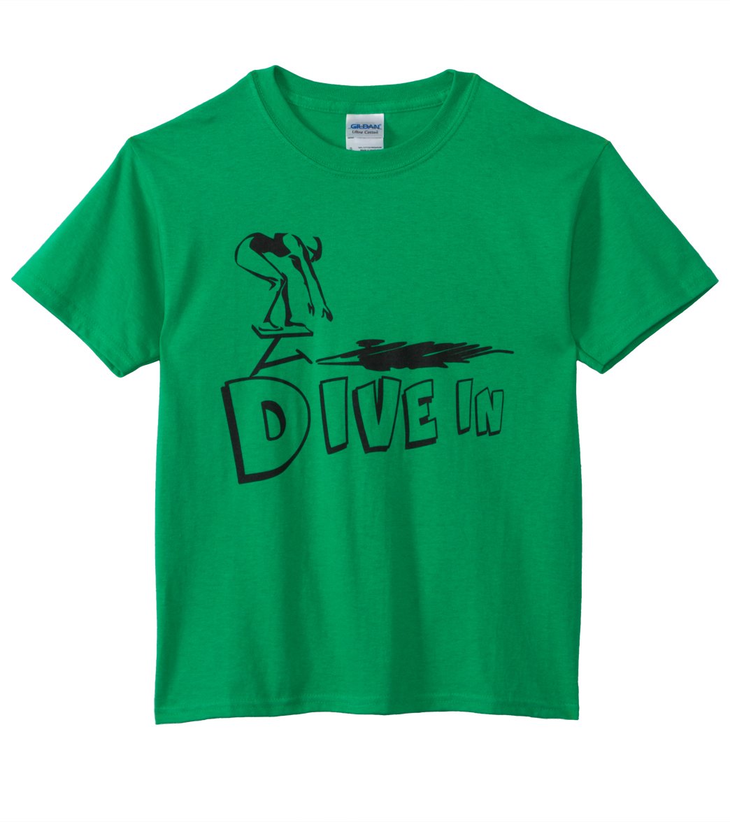 Ambro Manufacturing Youth Dive In Tee Shirt - Green Small Cotton - Swimoutlet.com