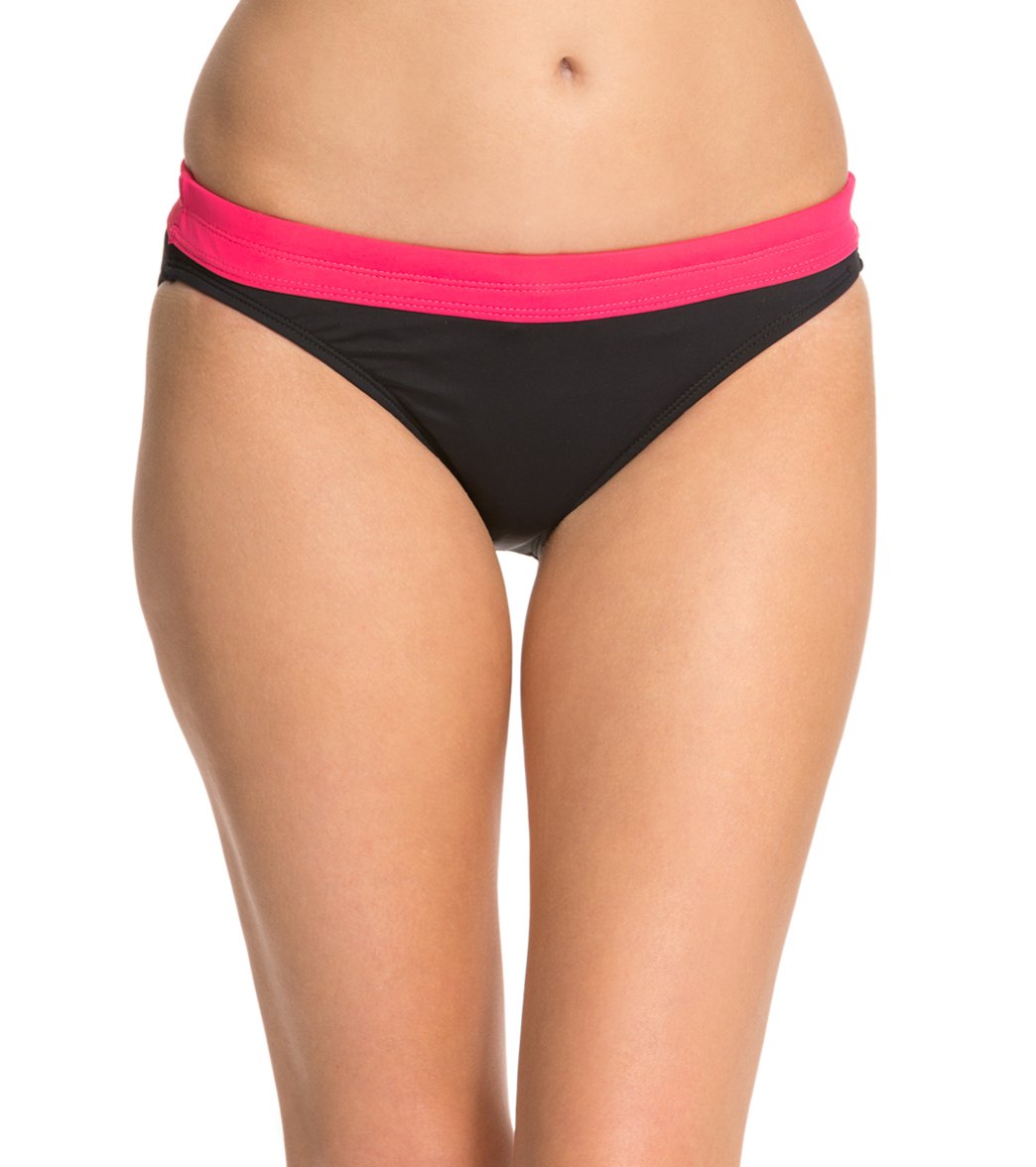 Eq Swimwear Rebel Swim Bottom - Black/Rose Small Polyester - Swimoutlet.com