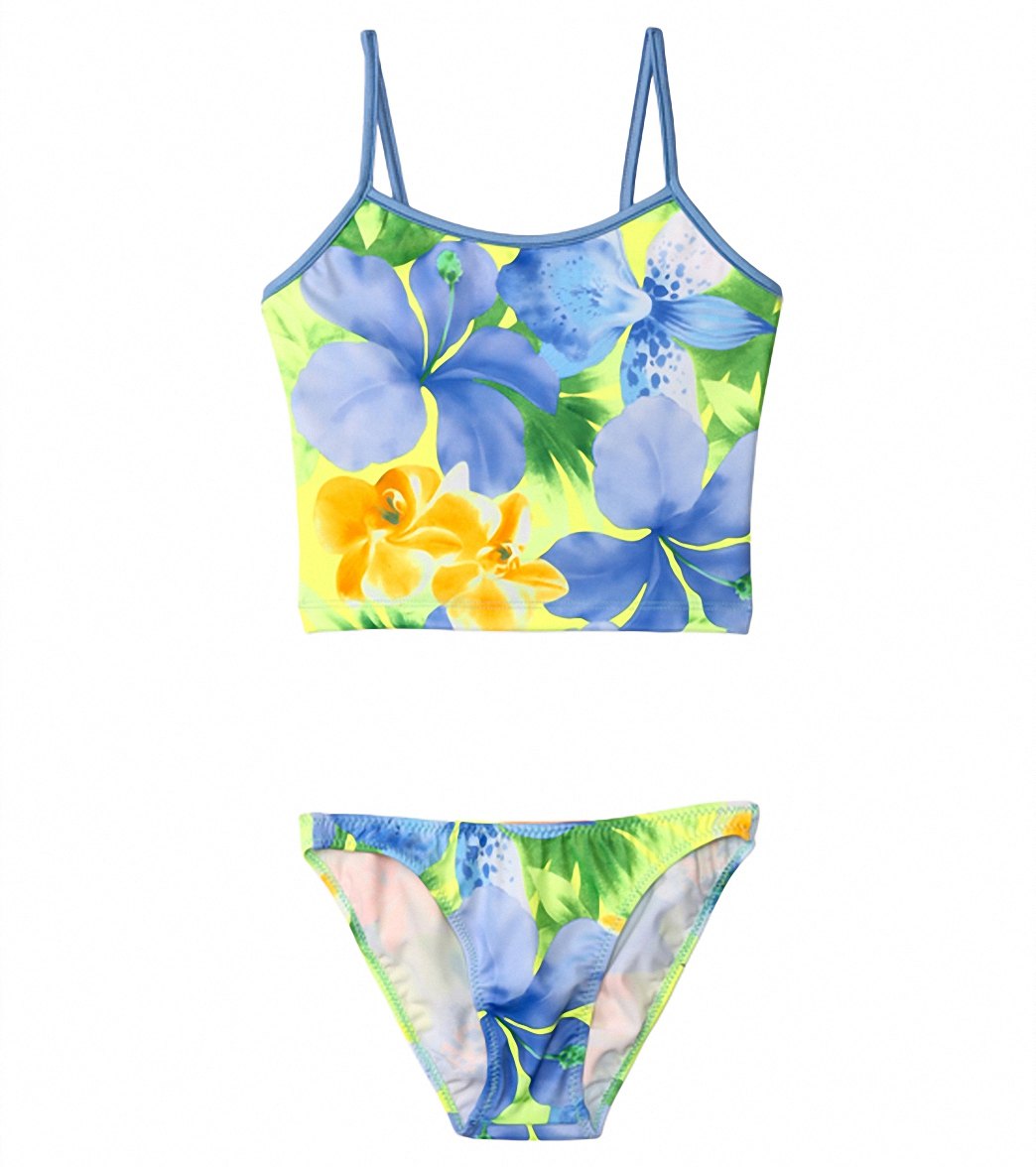 Tidepools Girls' Hanalei Sunrise Contrast Tankini Set (Big Kid) at ...