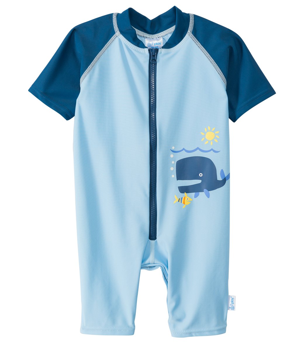 I Play. By Green Sprouts Blue Whale One Piece Uv Zip Sunsuit Baby - Large 18 Months - Swimoutlet.com