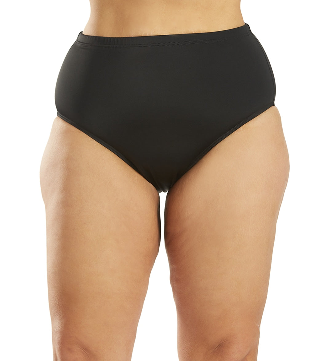 Fit4U Swimwear Plus Size Swim Brief Bottom - Black 18W - Swimoutlet.com