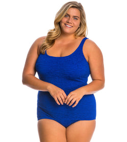 Penbrooke Krinkle Plus Size Chlorine Resistant One Piece Scoop