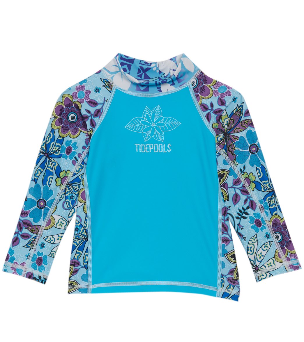 Tidepools Girls' Topsy Turvy Long Sleeve Shirt Rashguard - Blue 10 Lycra®/Polyester - Swimoutlet.com