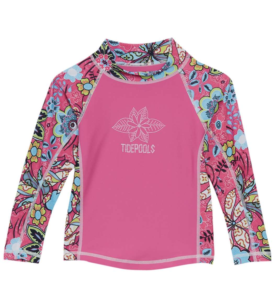 Tidepools Girls' Topsy Turvy Long Sleeve Shirt Rashguard - Pink 10 Lycra®/Polyester - Swimoutlet.com