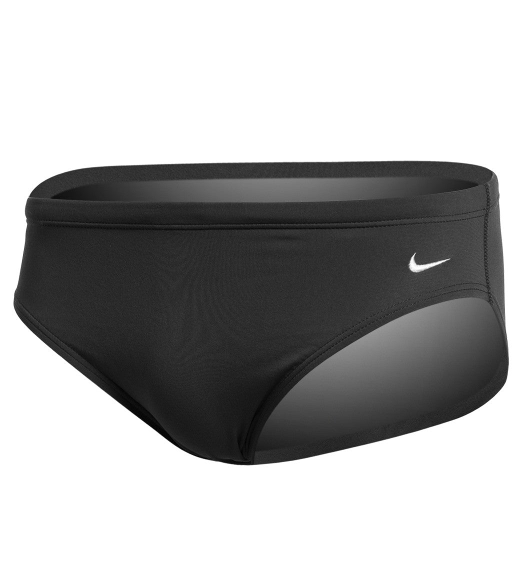 Nike Men's Solid Poly Brief Swimsuit - Black 22 Polyester - Swimoutlet.com