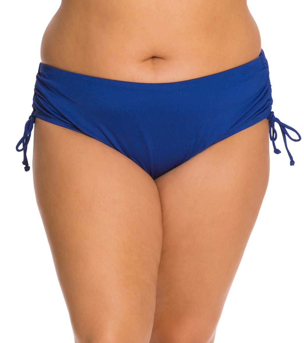 24Th & Ocean Plus Size Adjustable High Waisted Bikini Bottom - Navy 18W - Swimoutlet.com