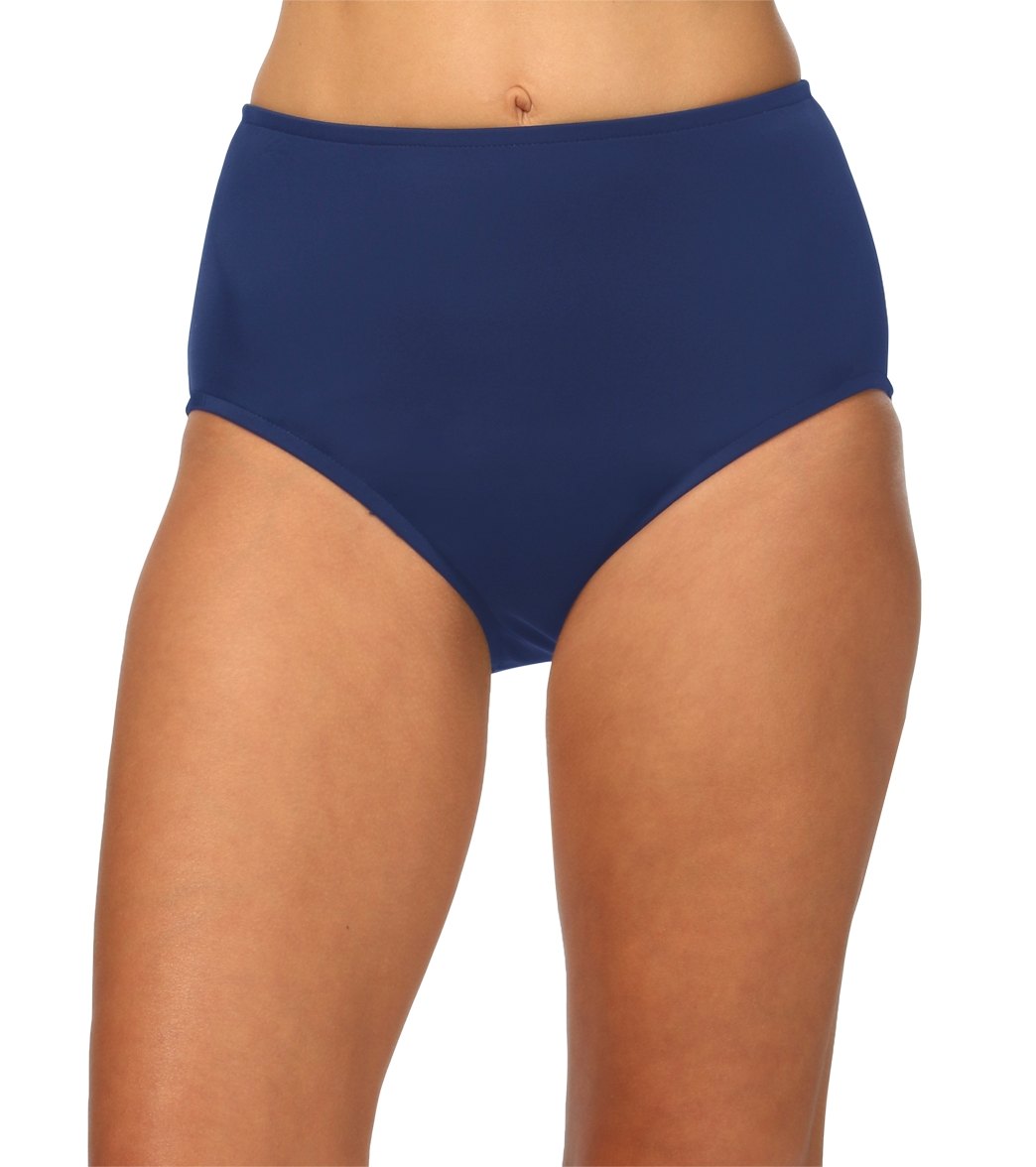 Maxine Solid Full Bikini Bottom - Navy 18 Elastane/Lycra®/Nylon - Swimoutlet.com