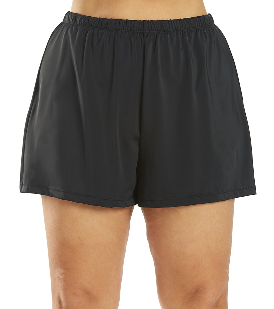 Maxine Plus Size Solid Swim Short - Black 20W Elastane/Lycra®/Nylon - Swimoutlet.com