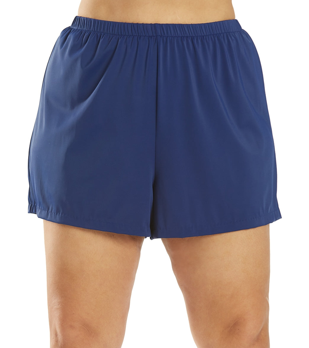 Maxine Plus Size Solid Swim Short - Navy 18W Elastane/Lycra®/Nylon - Swimoutlet.com