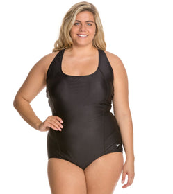 Speedo Plus Size Active Knotted Crisscross Chlorine Resistant One