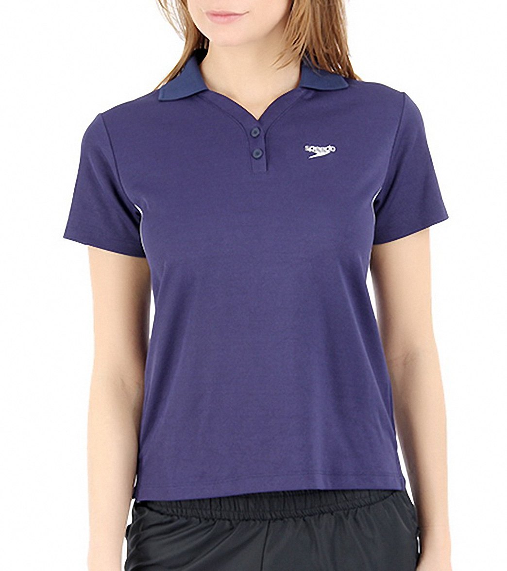 Speedo Womens Tech Polo Shirt - Navy Xsmall Size X-Small Cotton/Polyester - Swimoutlet.com