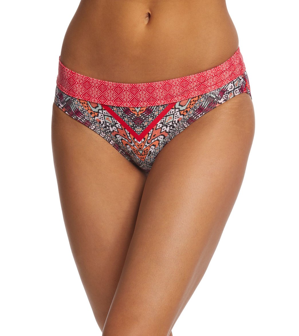 Prana Ramba Bikini Bottom - Carmine Pink Marrakesh Xl Nylon/Spandex - Swimoutlet.com