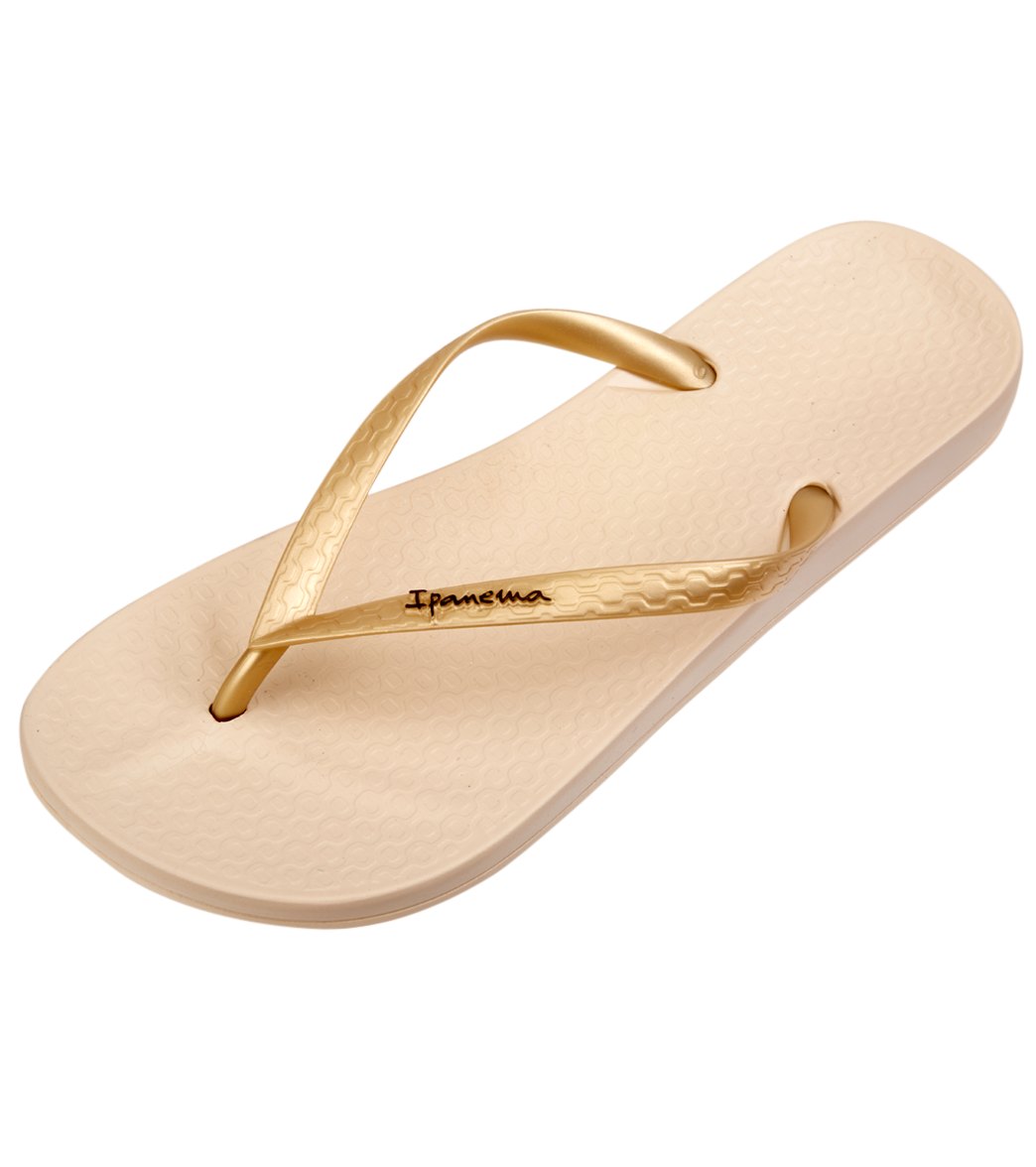 Ipanema Women's Ana Tan Flip Flop - Beige/Gold 11 Plastic - Swimoutlet.com