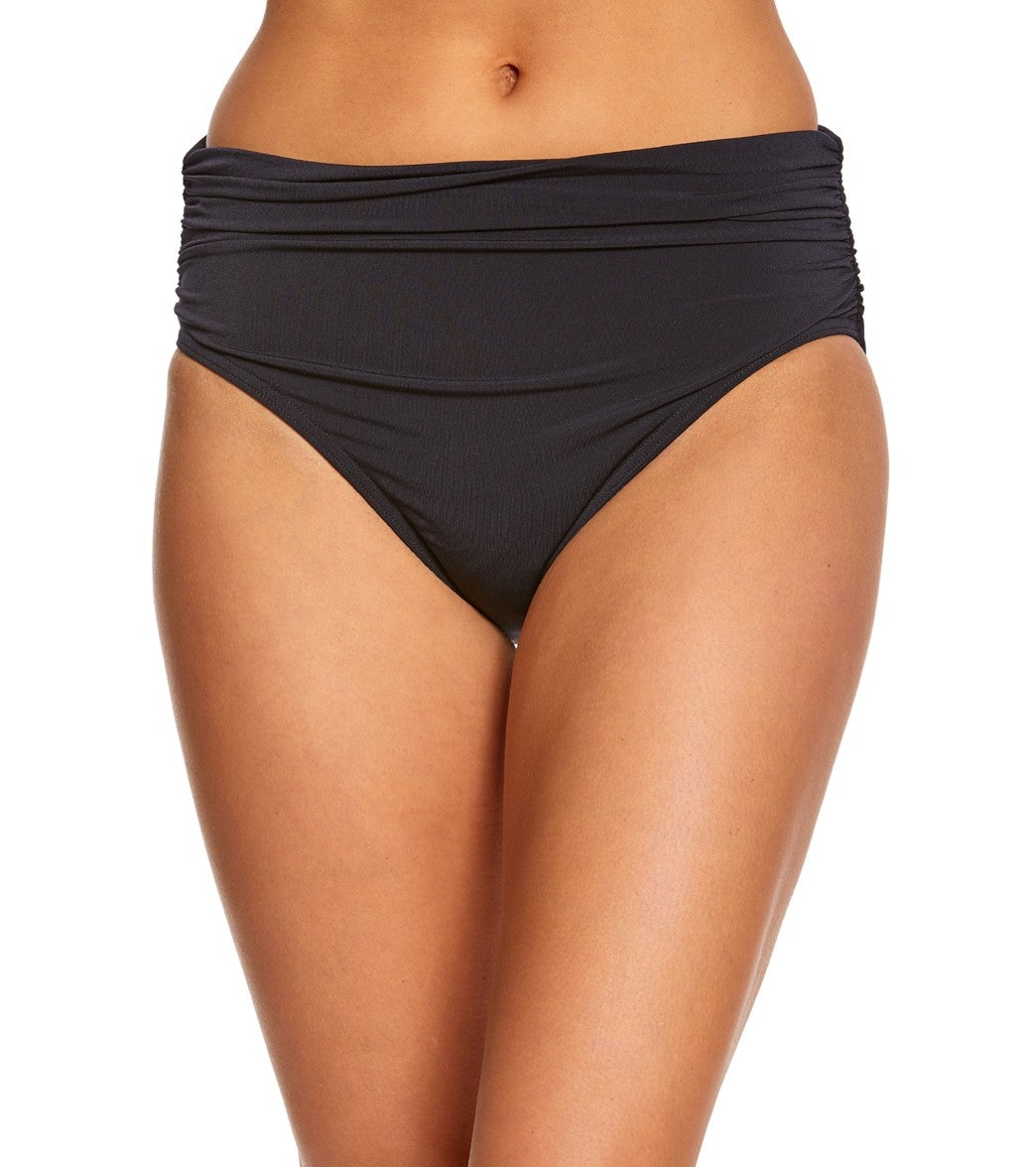 Lucky Brand Women's Hipster Bikini Swimsuit Bottom, Black//Wild Flower,  Extra Small 