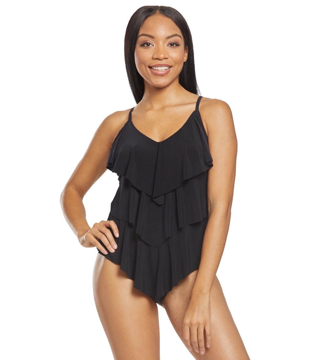 Magicsuit By Miraclesuit Solid Rita Tankini Top - Black 10 Spandex - Swimoutlet.com