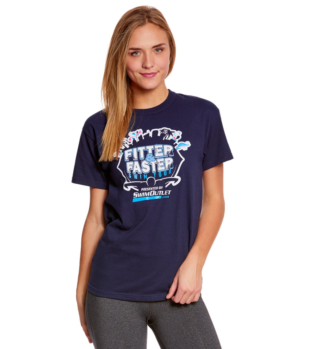 Fitter & Faster Swim Tour blue promo tee shirt - large multi color size large - swimoutlet.com