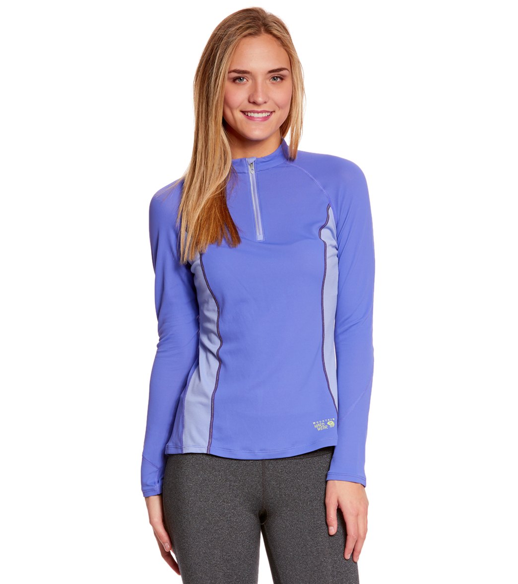 Mountain Hardwear Women's Aliso Long Sleeve Running Zip-T - Purple Lotus Small - Swimoutlet.com