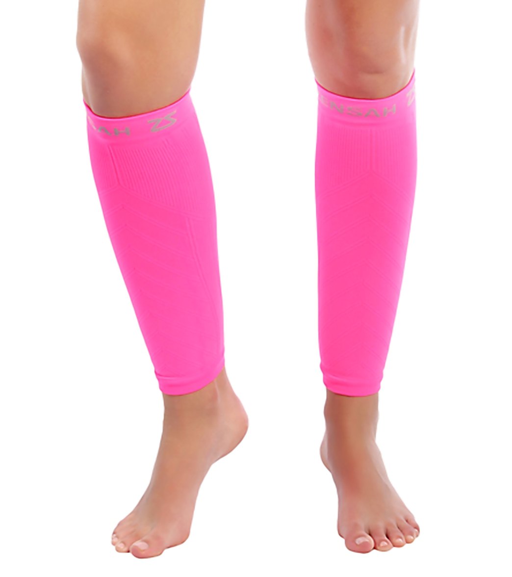 Zensah Compression Leg Sleeves Pair - Neon Pink Large/Xl - Swimoutlet.com