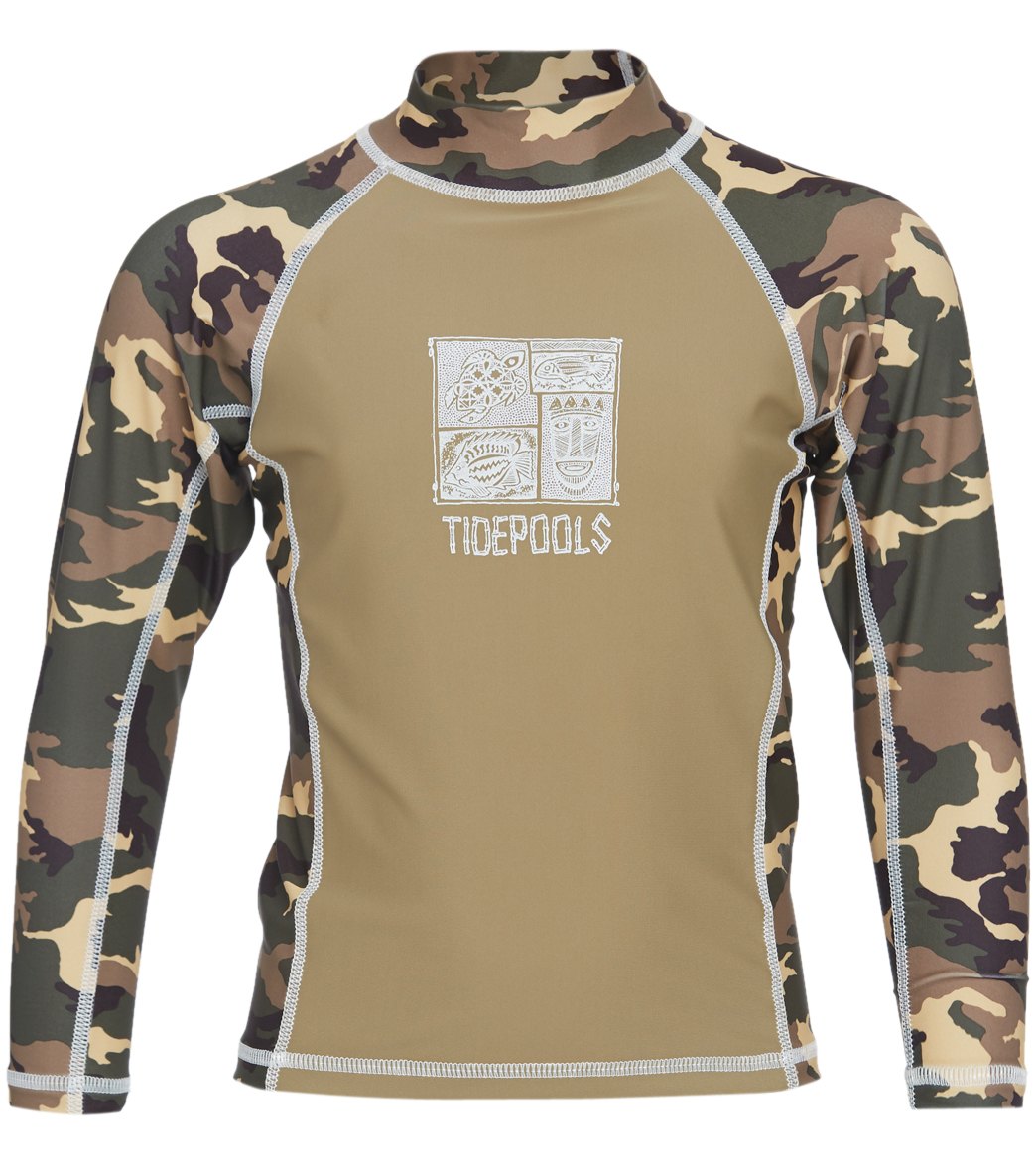 Tidepools Boys' Camouflage Long Sleeve Shirt Rash Guard - Sandbar 14 Lycra®/Polyester - Swimoutlet.com