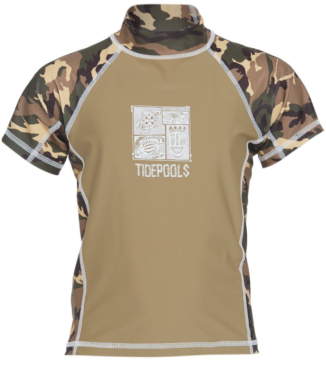 Tidepools Boys' Camouflage Short Sleeve Shirt Rash Guard - Sandbar 14 Lycra®/Polyester - Swimoutlet.com