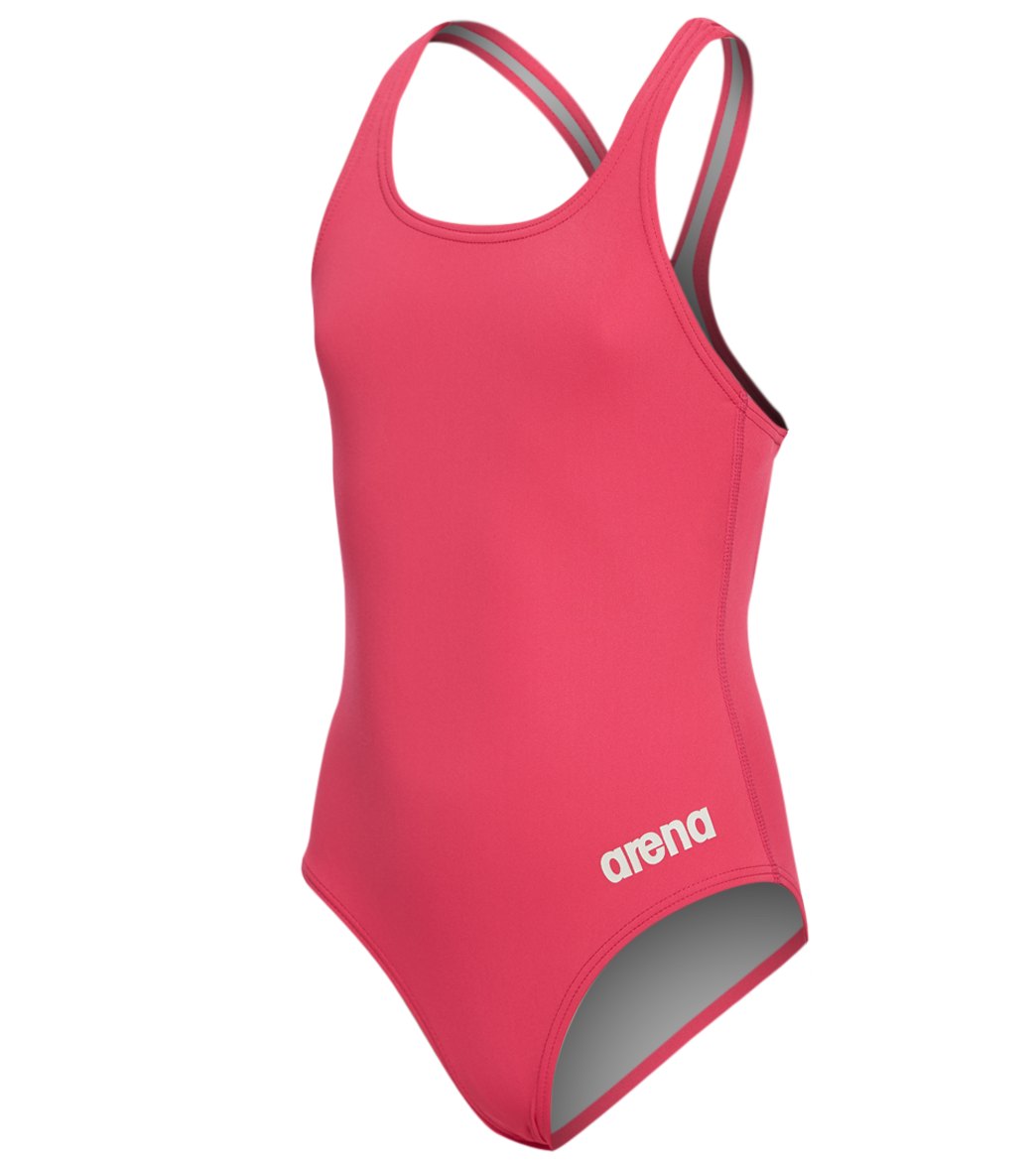 Arena Girls' Madison Athletic Thick Strap Racer Back One Piece Swimsuit - Fresia Rose 28Y Polyester/Pbt - Swimoutlet.com