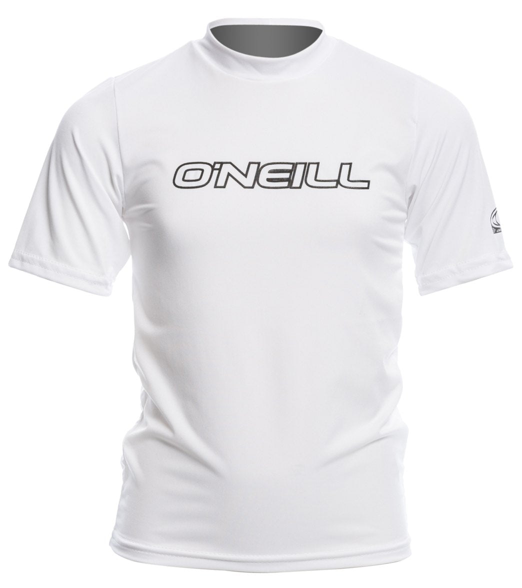 O'neill Youth Basic Skins Short Sleeve Rash Tee Shirt - White 14 Spandex - Swimoutlet.com