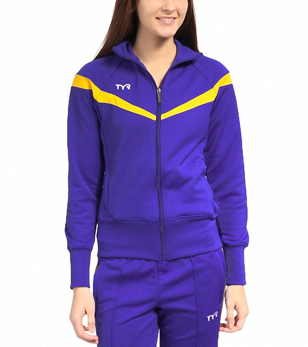 TYR Freestyle Female Warm Up Jacket - Royal/Gold X-Small Polyester - Swimoutlet.com