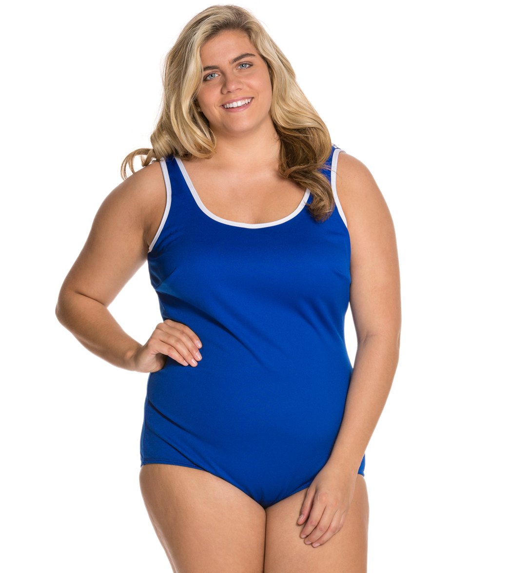 Bakterie Alexander Graham Bell beskyttelse Tuffy Plus Size Chlorine Resistant Polyester Active Tank One Piece Swimsuit  at SwimOutlet.com