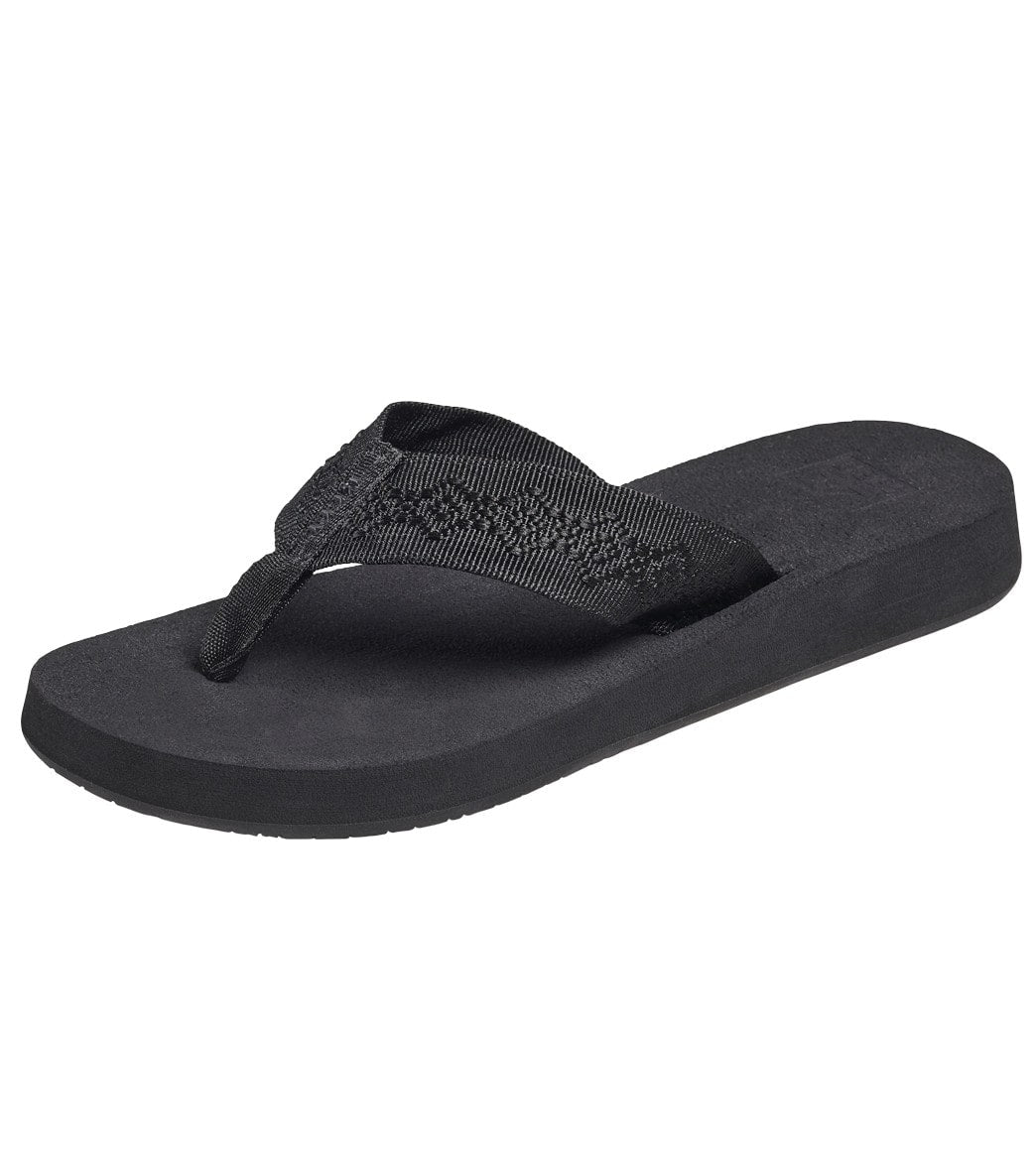 Reef Women's Sandy Sandals - Black/Black 6 Polyester - Swimoutlet.com