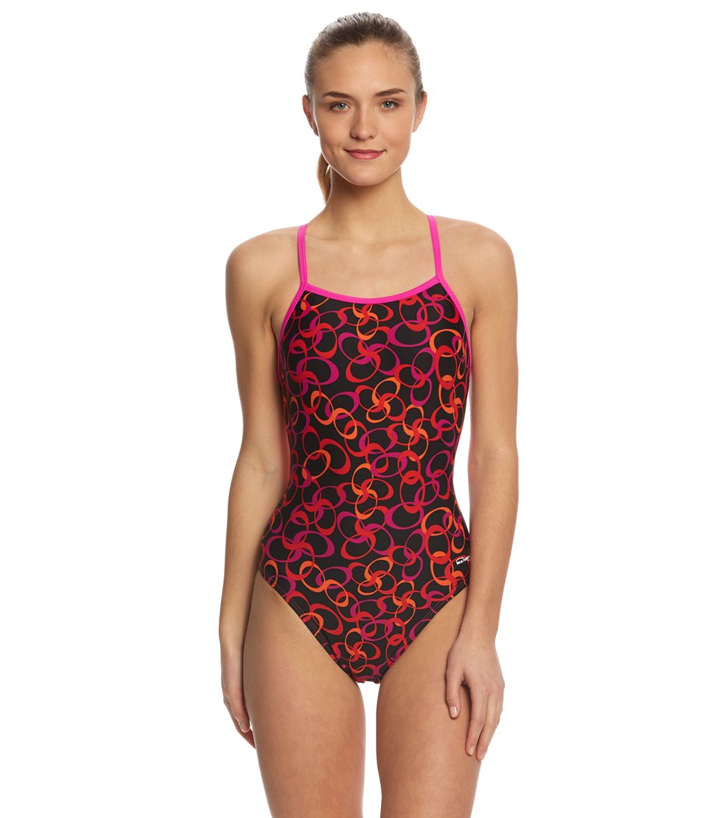 Waterpro Swimoutlet Exclusive Women's Connect One Piece Swimsuit - Red Multi 24 Lycra®/Nylon/Polyester/Spandex/Wool - Swimoutlet.com