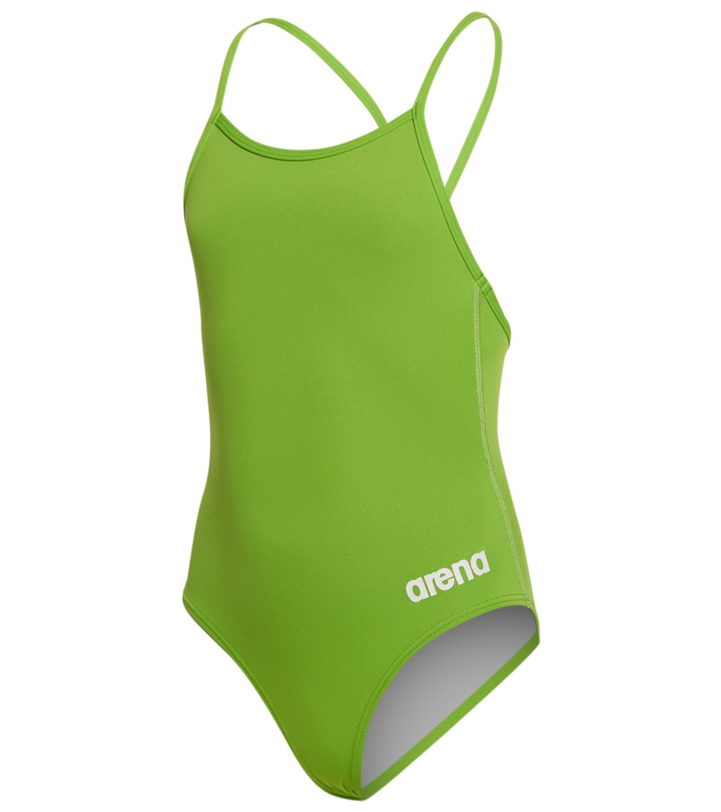 Arena Girls' Master Maxlife Thin Strap Micro Back One Piece Swimsuit - Leaf 24Y Polyester/Pbt - Swimoutlet.com