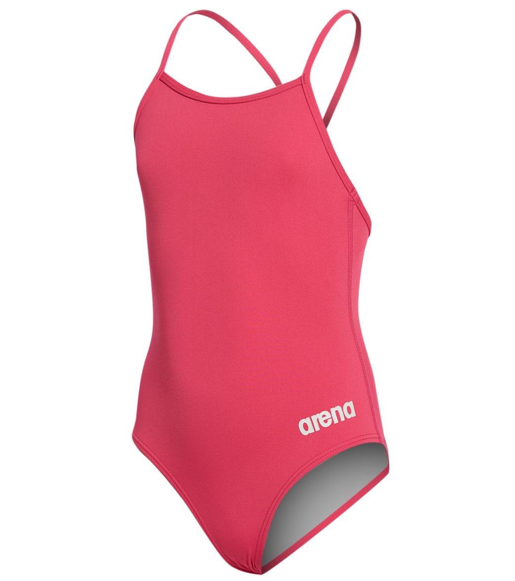 Arena Girls' Master Maxlife Thin Strap Micro Back One Piece Swimsuit - Fresia Rose 24Y Polyester/Pbt - Swimoutlet.com