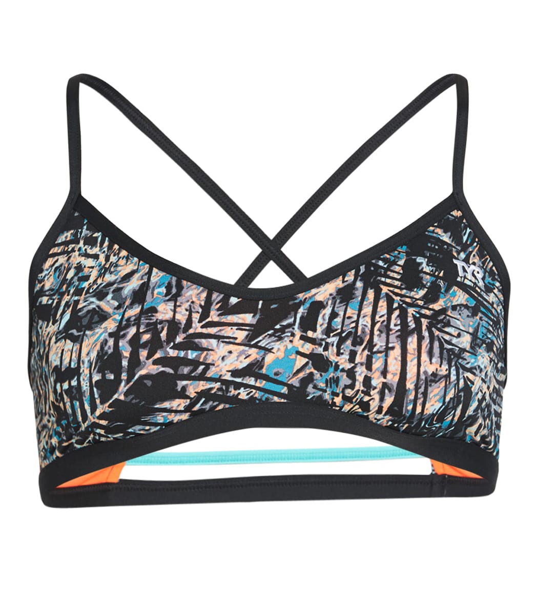 TYR Women's Sabal Trinity Bikini Top - Black/Multi Xl Size Xl Polyester - Swimoutlet.com