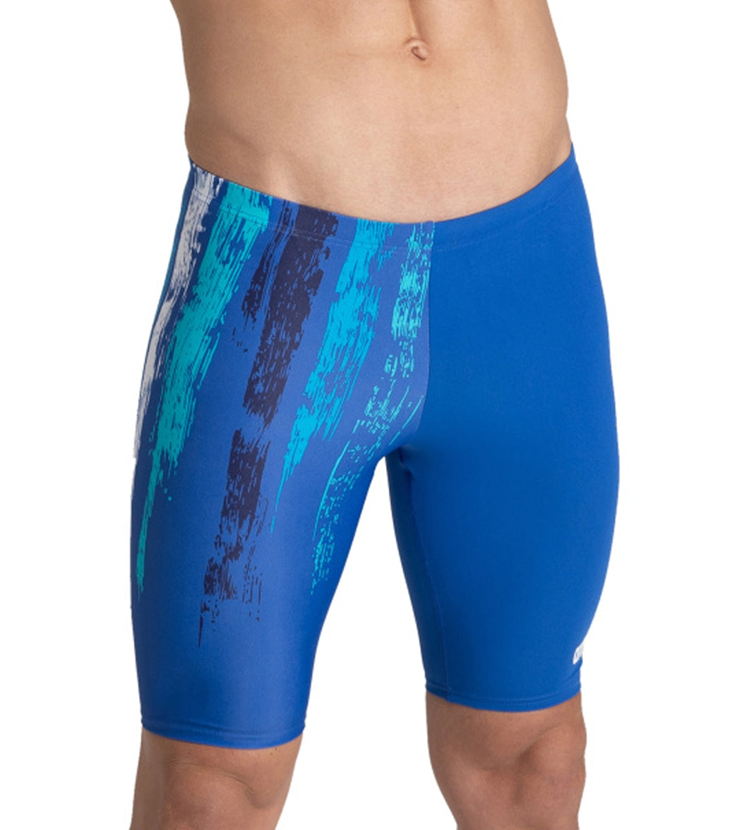 Arena Men's Team Painted Stripes Jammer Swimsuit - Royal/Multi Royal 20 Polyester - Swimoutlet.com