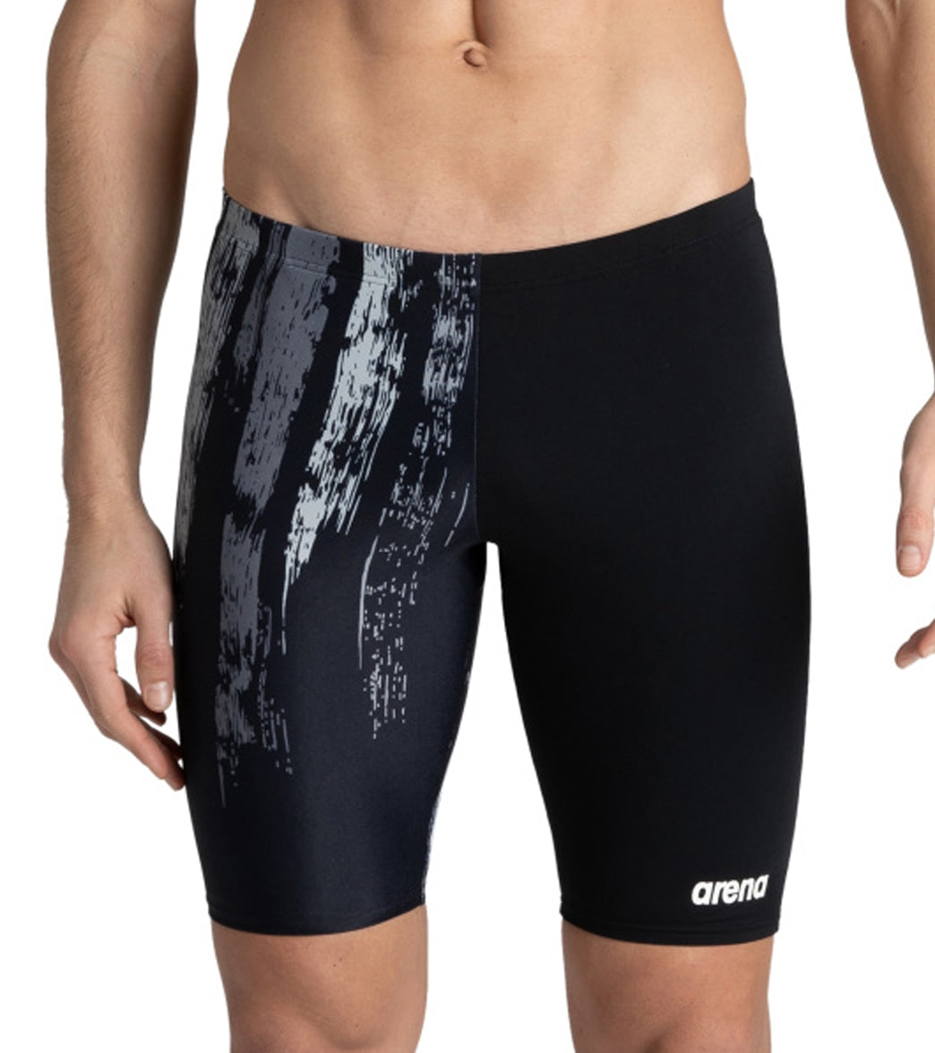 Arena Men's Team Painted Stripes Jammer Swimsuit - Black/Multi Grey 20 Polyester - Swimoutlet.com